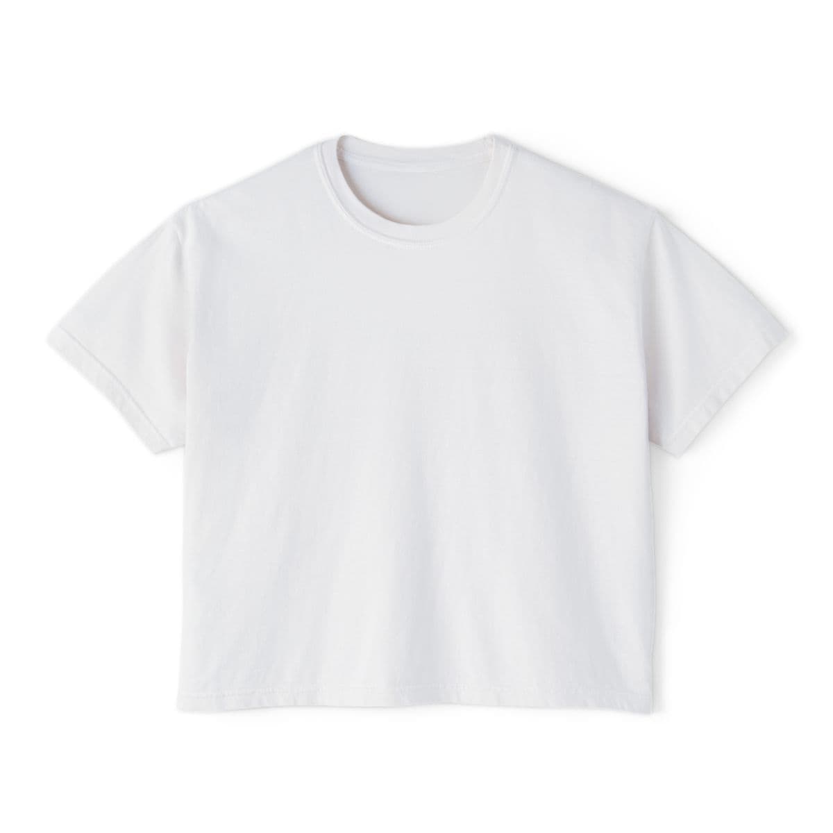 Plain white women's boxy tee, front view