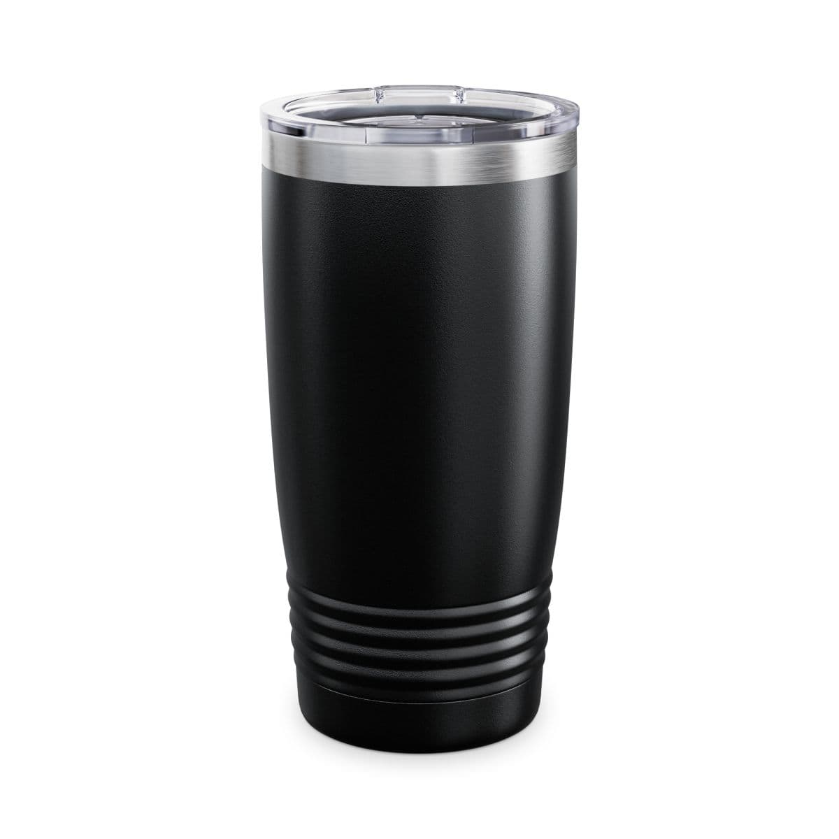 Plain black ringneck tumbler, 20oz, front view