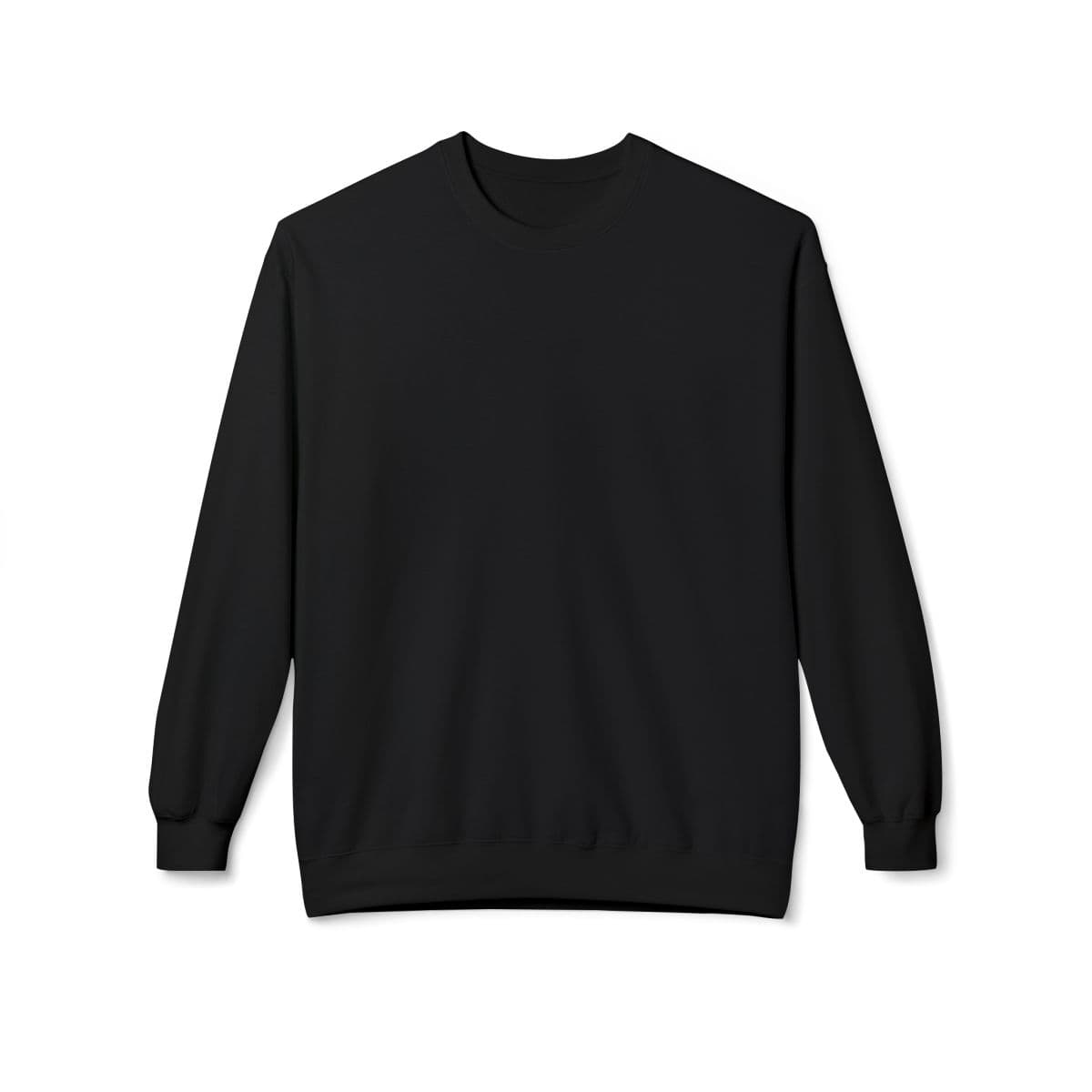 Plain black unisex midweight softstyle fleece crewneck sweatshirt, front view