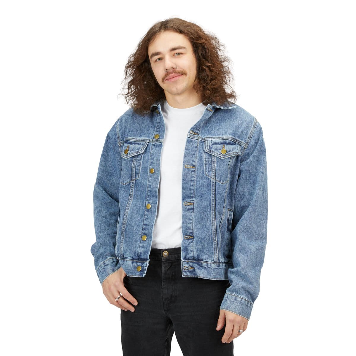 Custom Men's Medium Wash Denim Jacket with Your Photo or Text