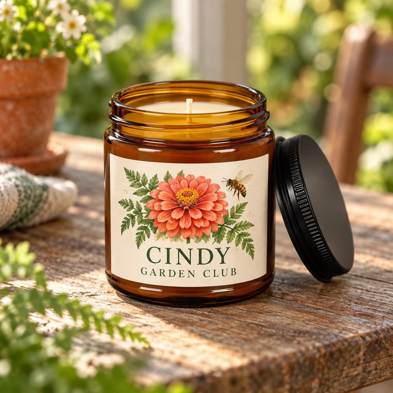 Custom Amber Jar 4 oz or 9 oz Soy Candle with Your Photo or Text