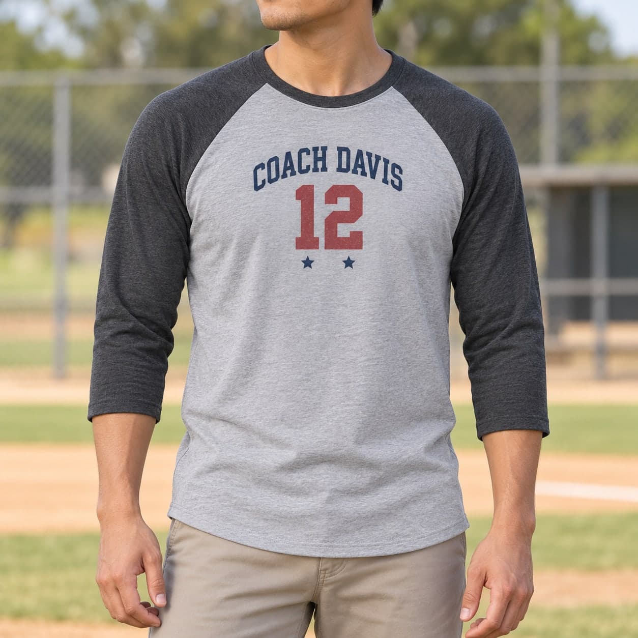 Custom Tri-Blend 3/4 Sleeve Raglan T-Shirt with Your Photo or Text