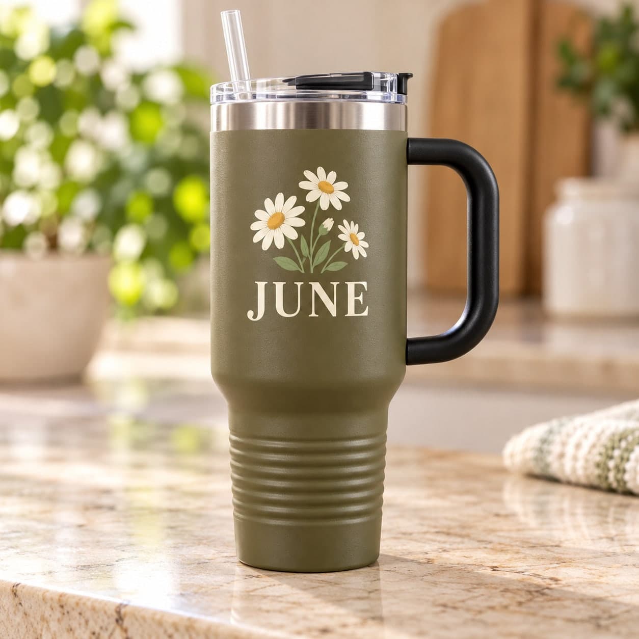 Custom 40 oz Stainless Steel Straw Travel Mug with Your Photo or Text