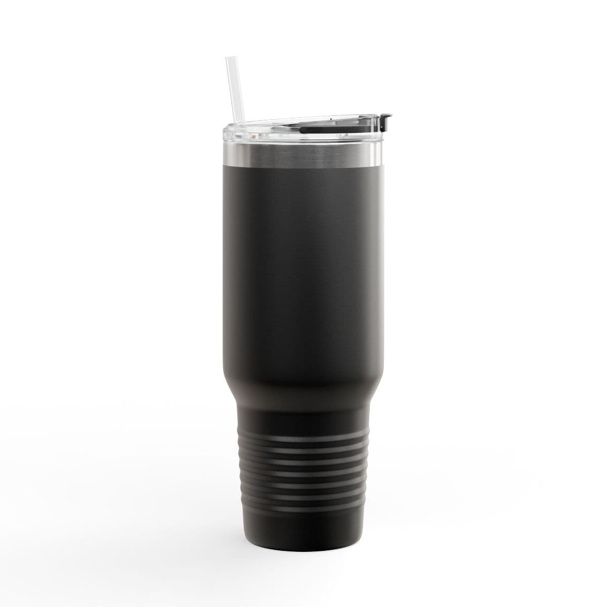 Plain black insulated travel mug, 40oz, front view
