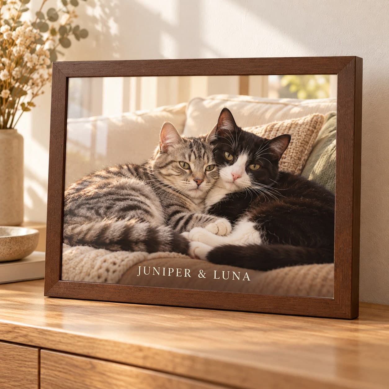 Custom Semi-Gloss Wooden Framed Poster with Your Photo or Text