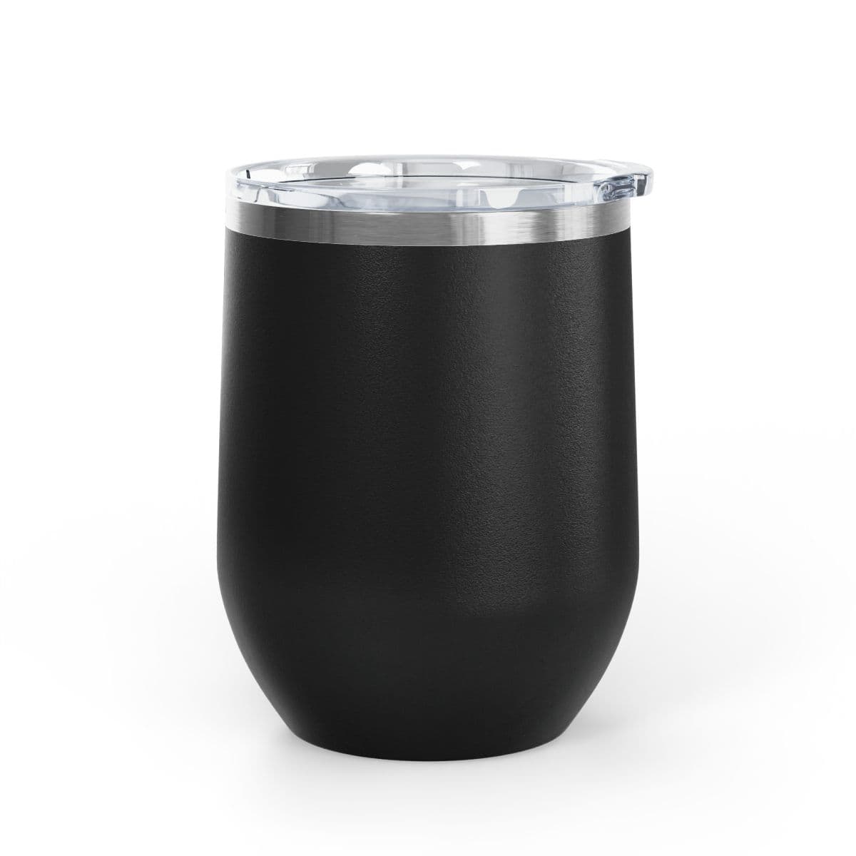 Plain black wine tumbler, 12oz, front view