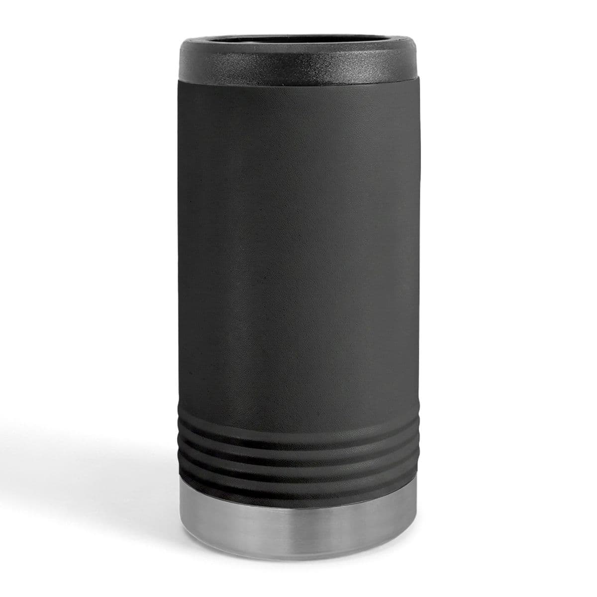 Plain black slim beverage holder, front view