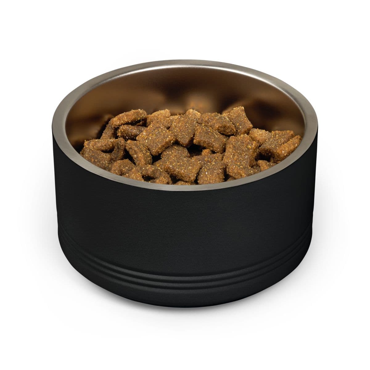 Plain black pet bowl, 18oz, front view