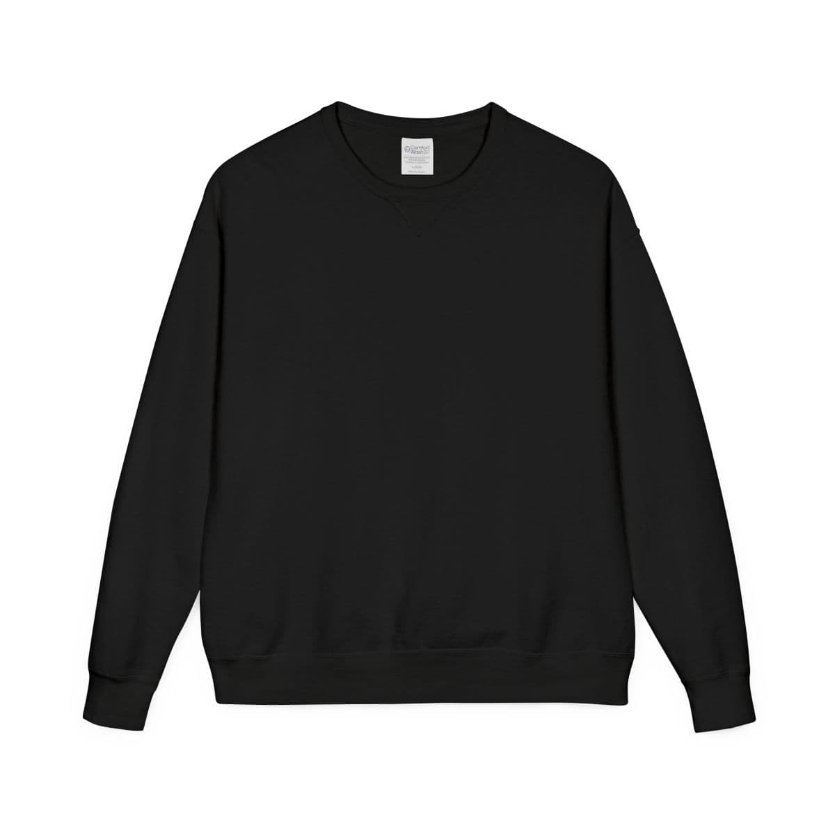 Plain black unisex comfortwash® garment dyed crewneck sweatshirt, front view