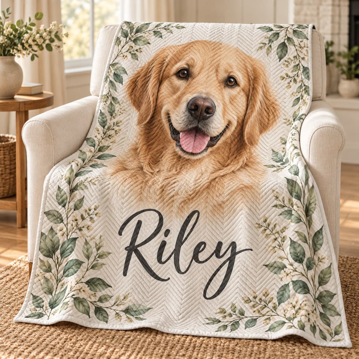 Custom Quilted Throw Blanket with Your Photo or Text