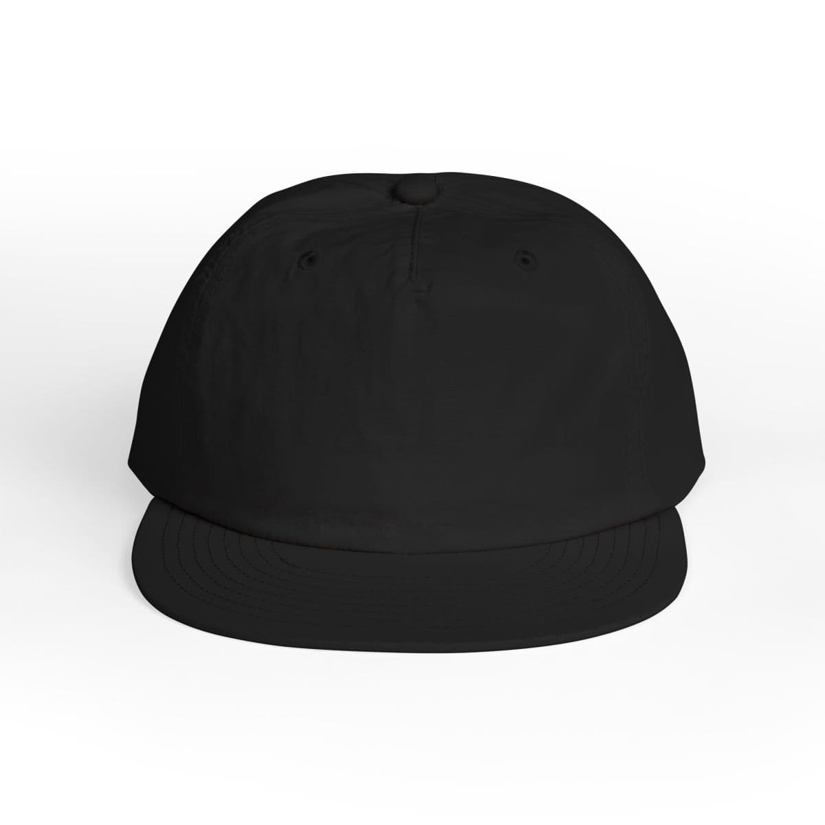 Plain black surf cap, front view