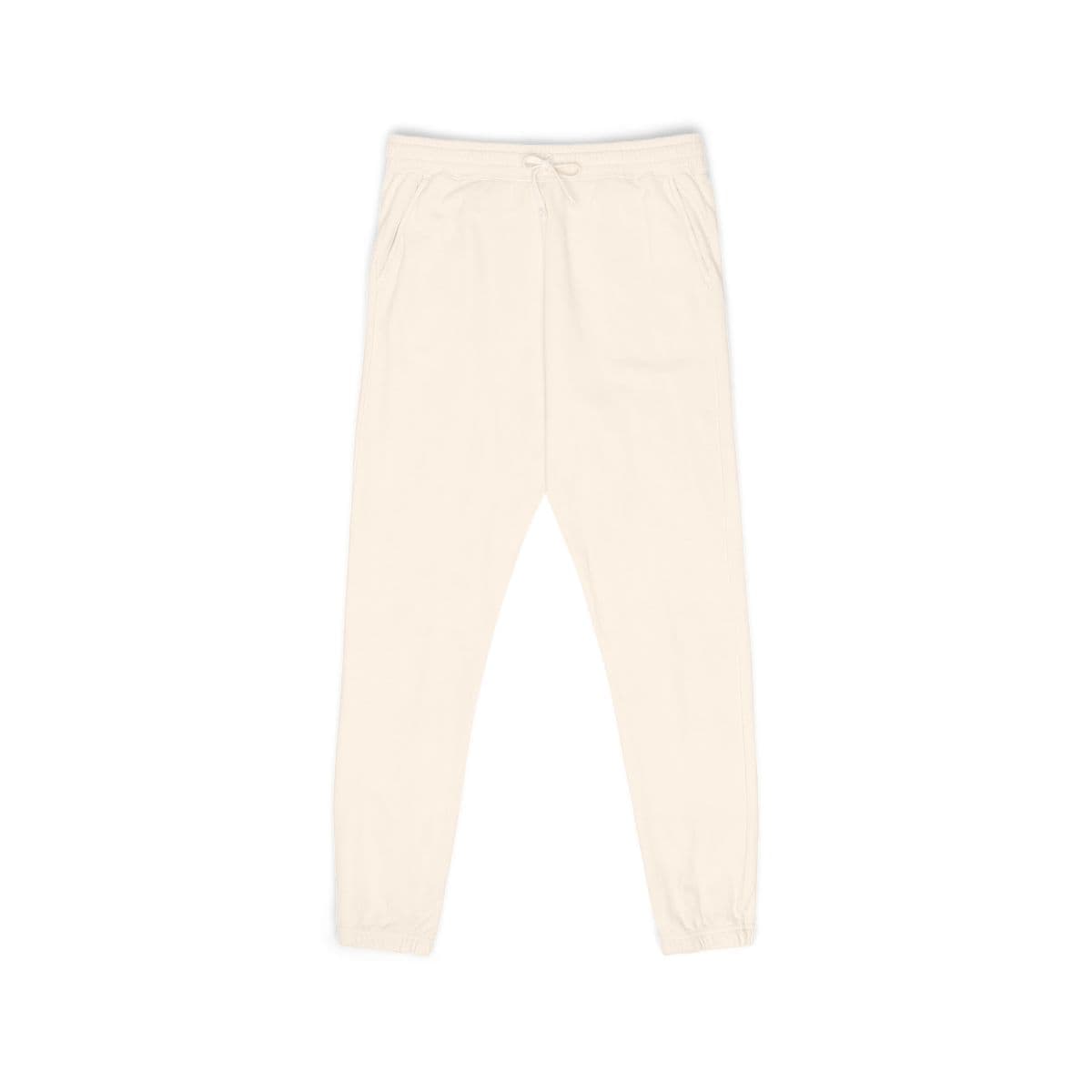 Plain ivory unisex garment-dyed fleece sweatpants, front view