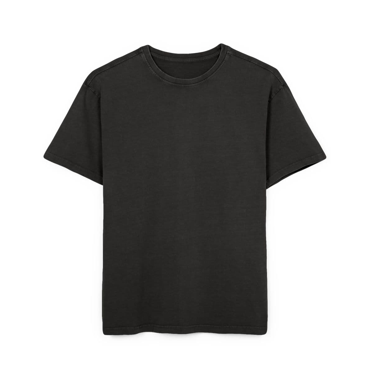 Plain black men's acid washed heavy oversize tee, front view