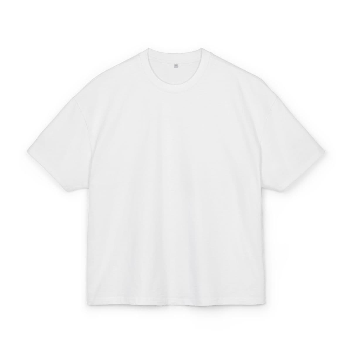 Plain white unisex ultra heavy cotton box tee, front view