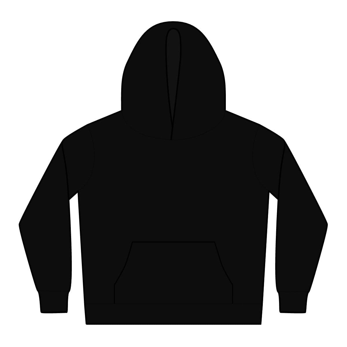 Plain black kids relax hoodie, front view
