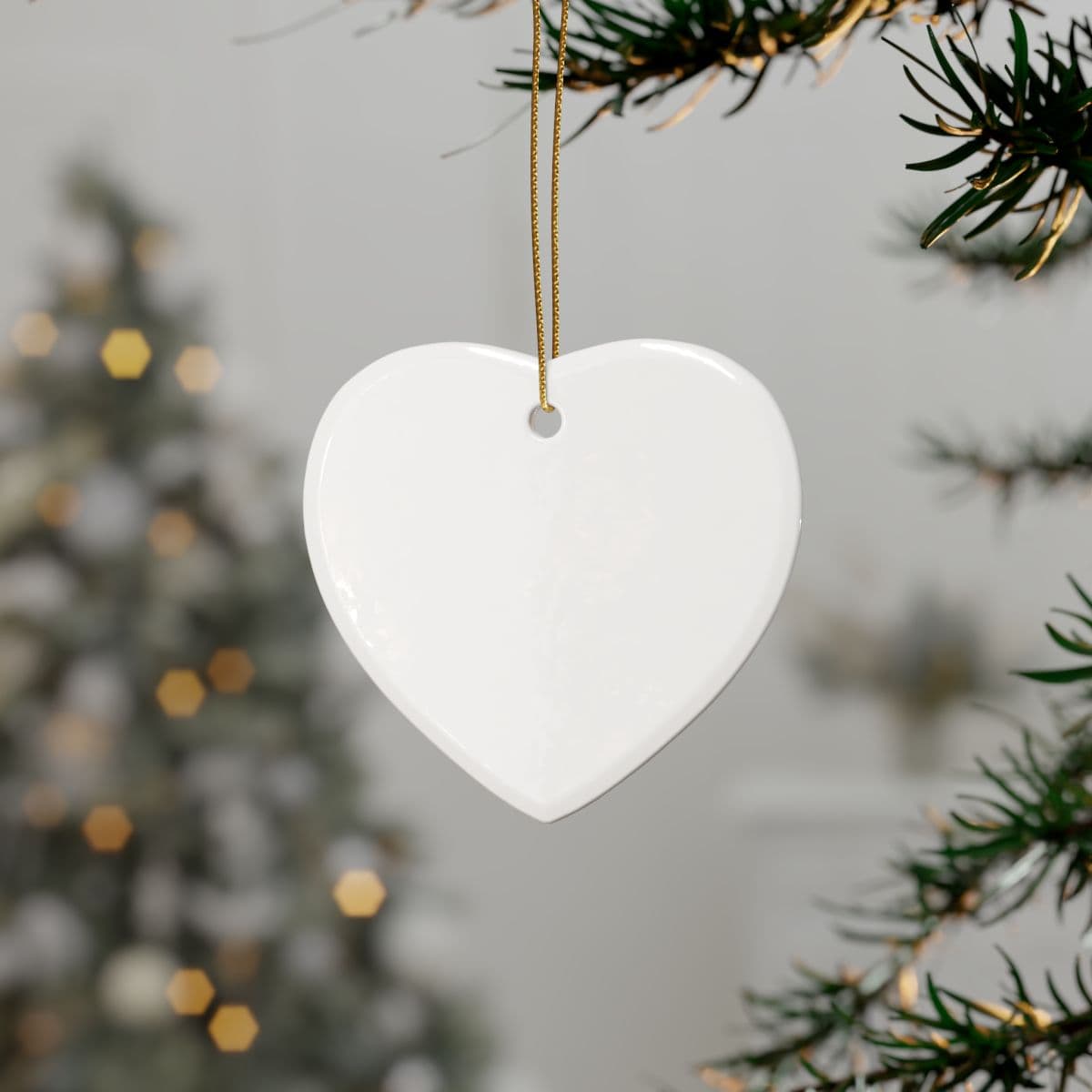 Custom Glossy White Ceramic Ornament with Your Photo or Text