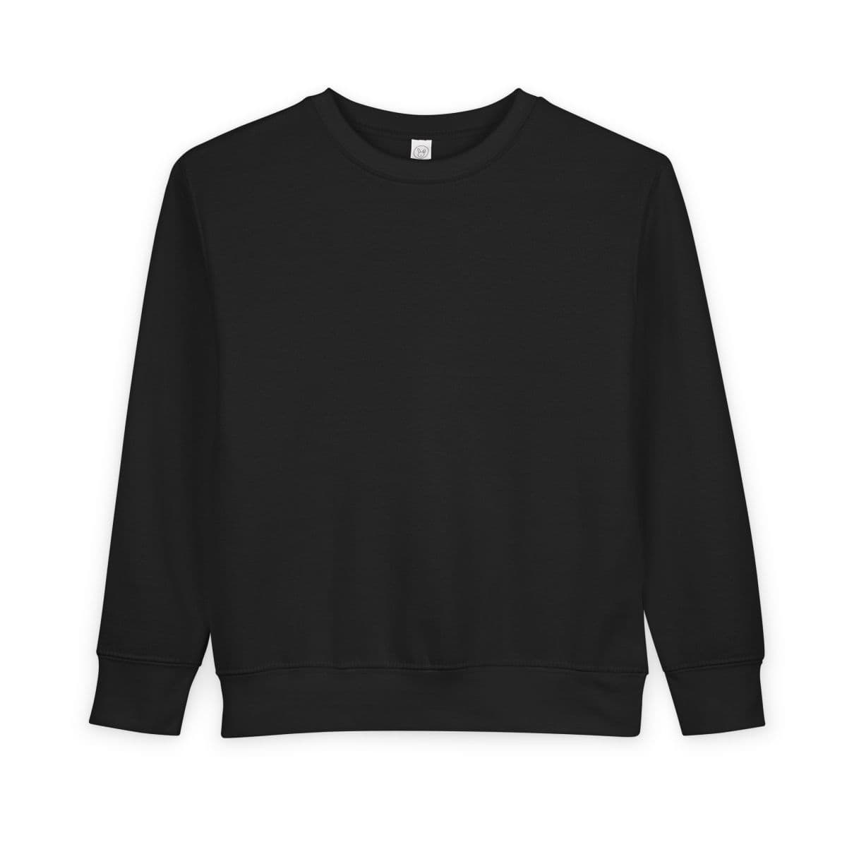 Plain black toddler sweatshirt, front view
