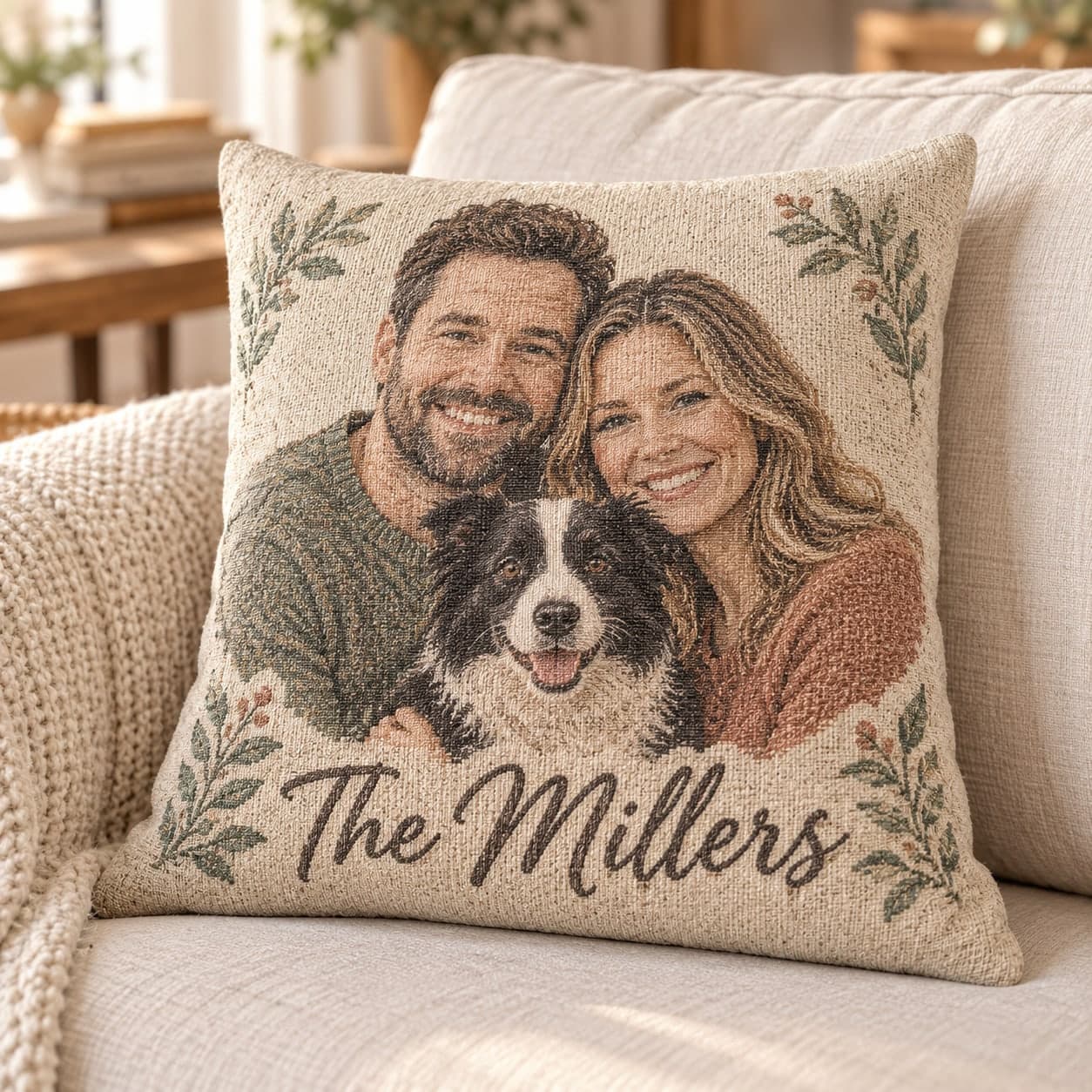 Custom Woven Throw Pillow with Your Photo or Text