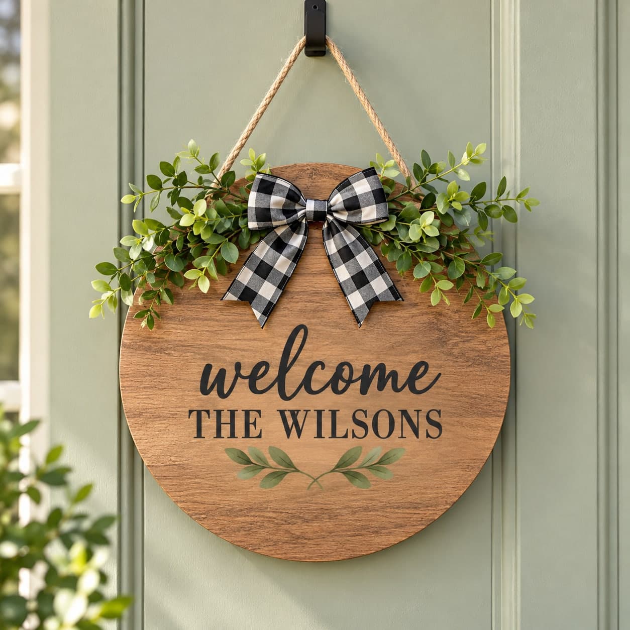 Custom Round Hanging Wood Sign with Your Photo or Text