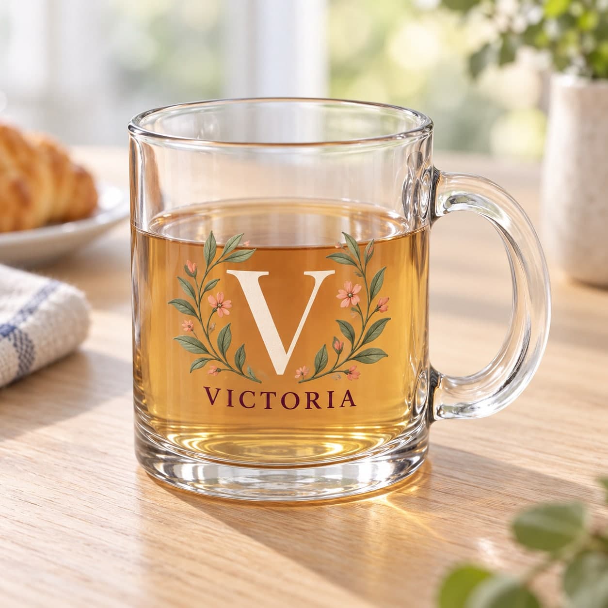 Custom 10 oz Clear Glass Mug with Your Photo or Text