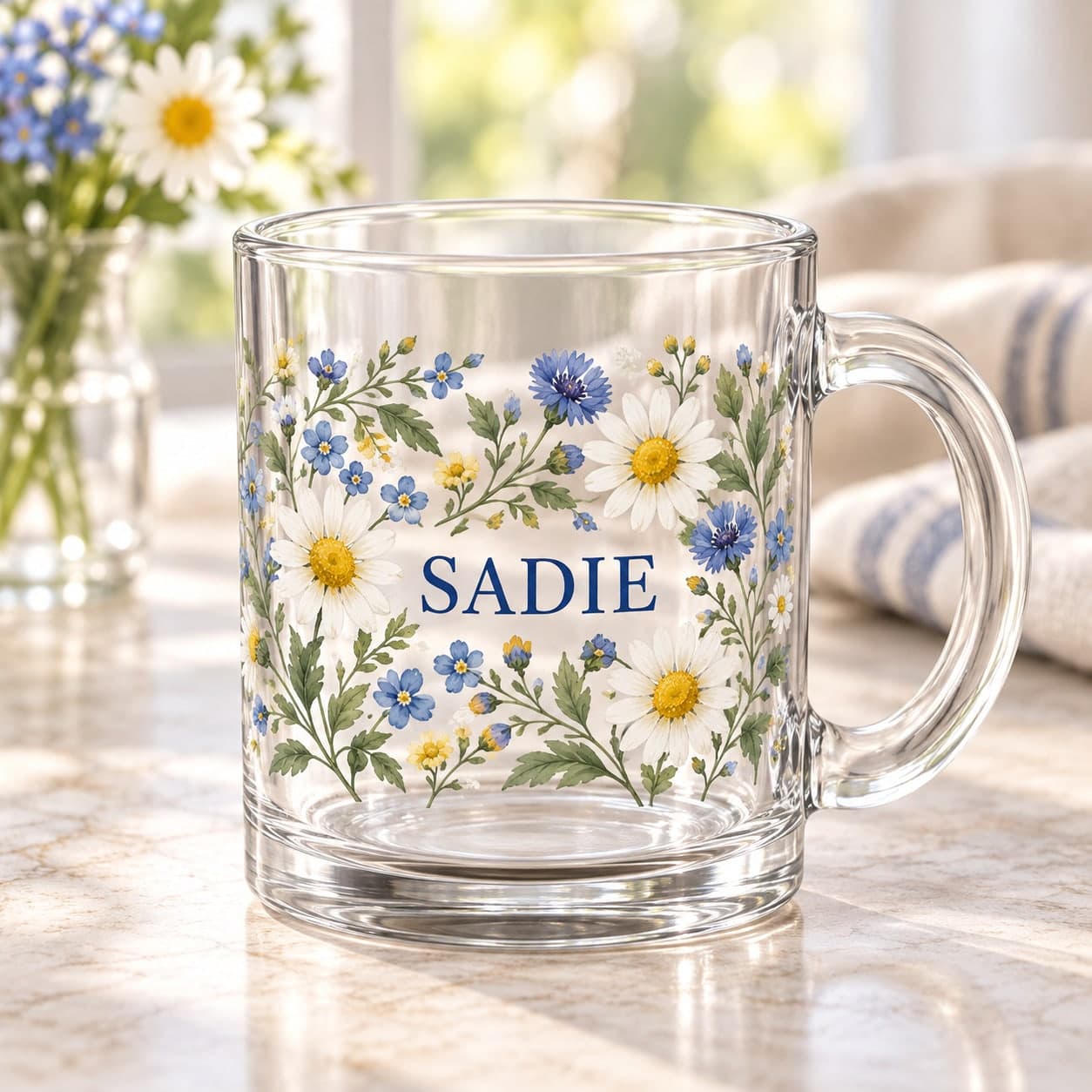 Custom 10 oz Heat-Resistant Glass Mug with Your Photo or Text