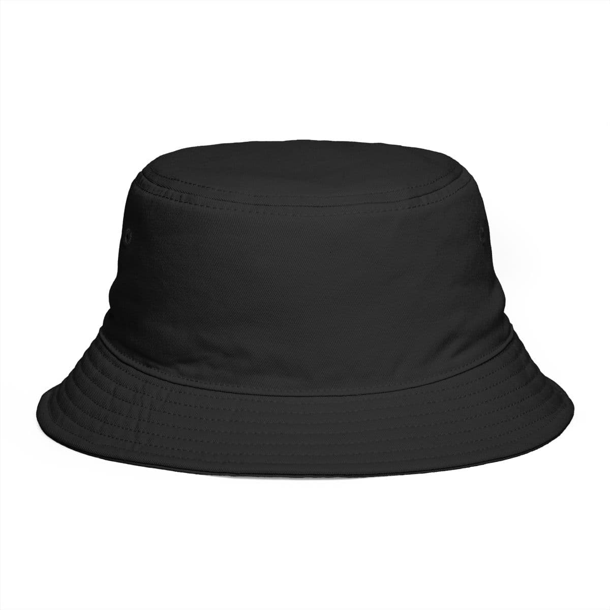 Plain black bucket hat, front view