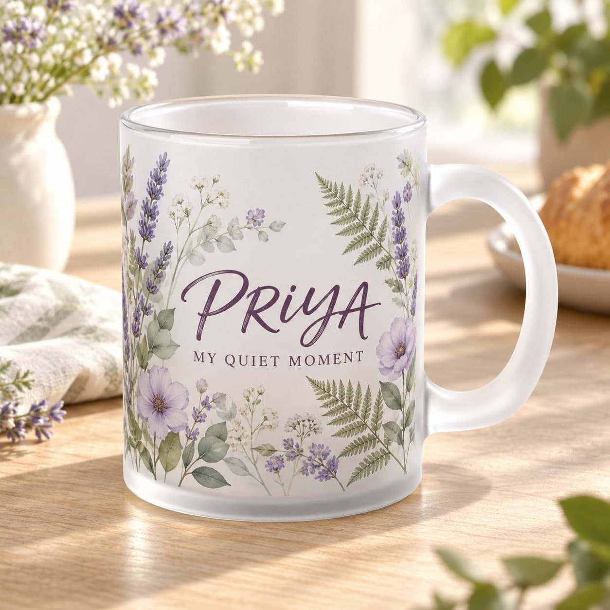 Custom 11 oz Frosted Glass Coffee Mug with Your Photo or Text