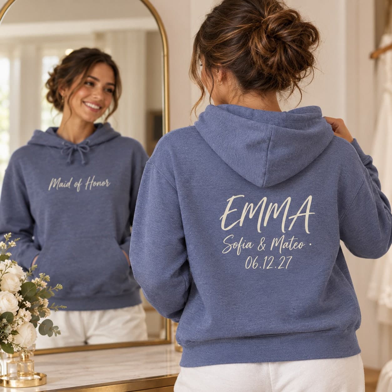 Custom Unisex French Terry Hoodie with Your Photo or Text