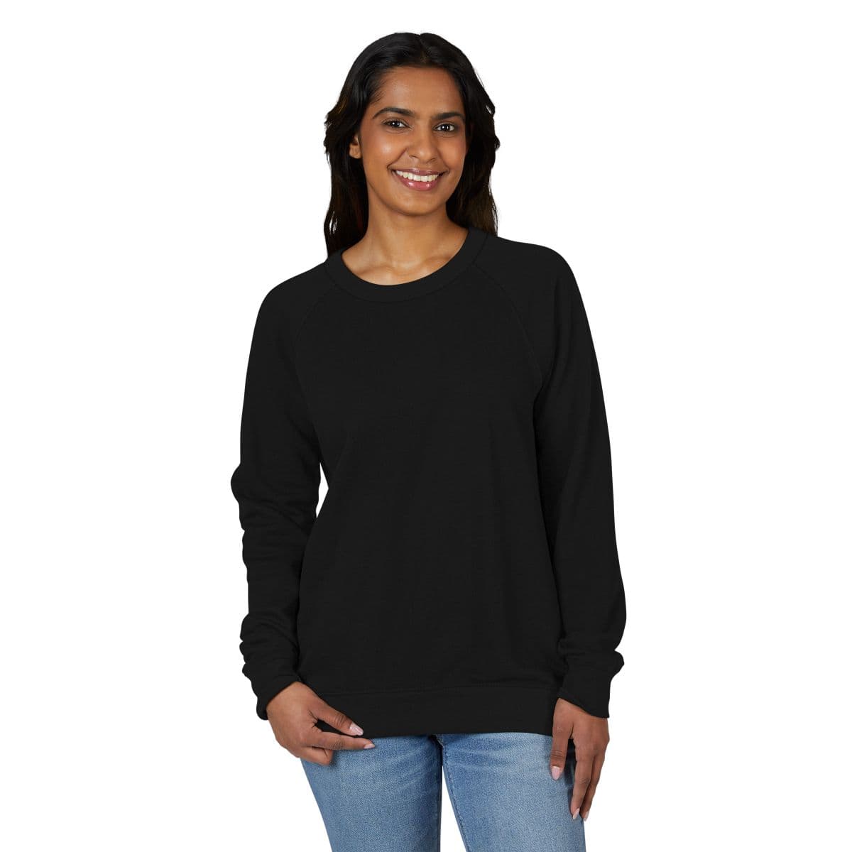 Custom French Terry Raglan Crewneck Sweatshirt with Your Photo or Text