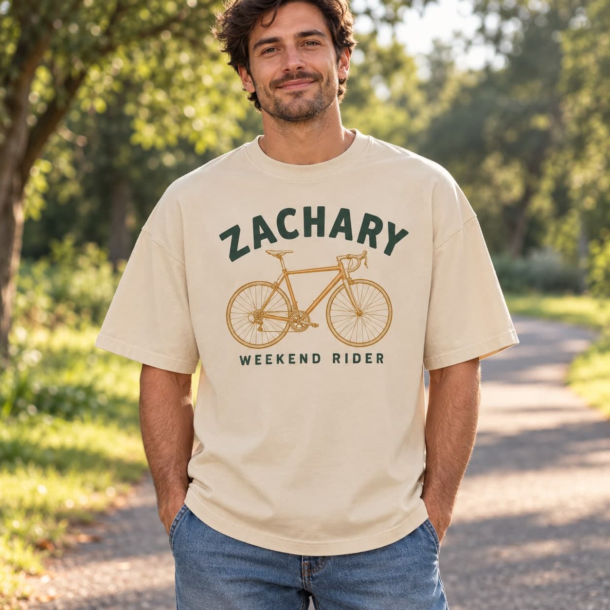 Custom Garment-Dyed Drop-Shoulder T-Shirt with Your Photo or Text