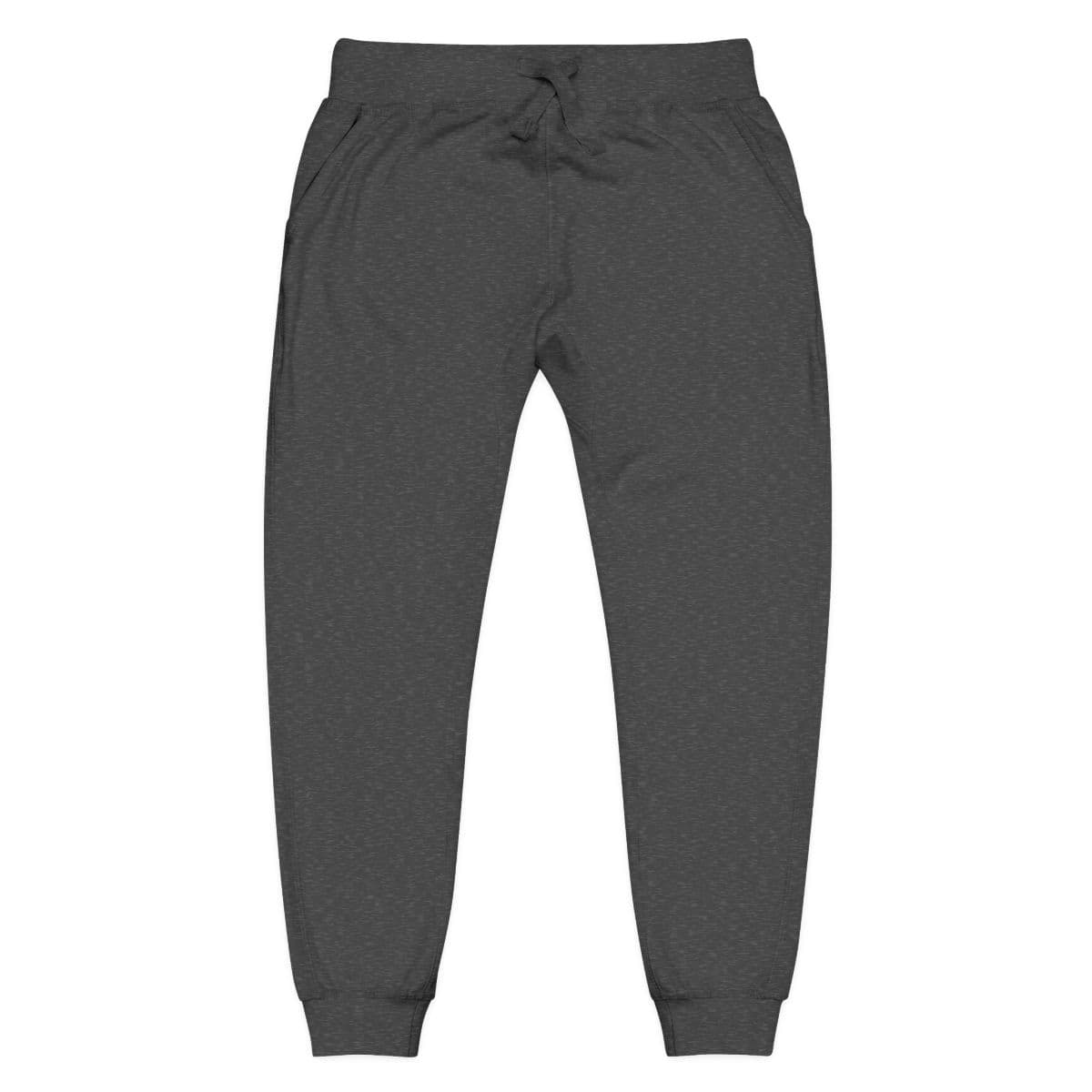 Plain charcoal heather unisex fleece sweatpants (embroidery), front view