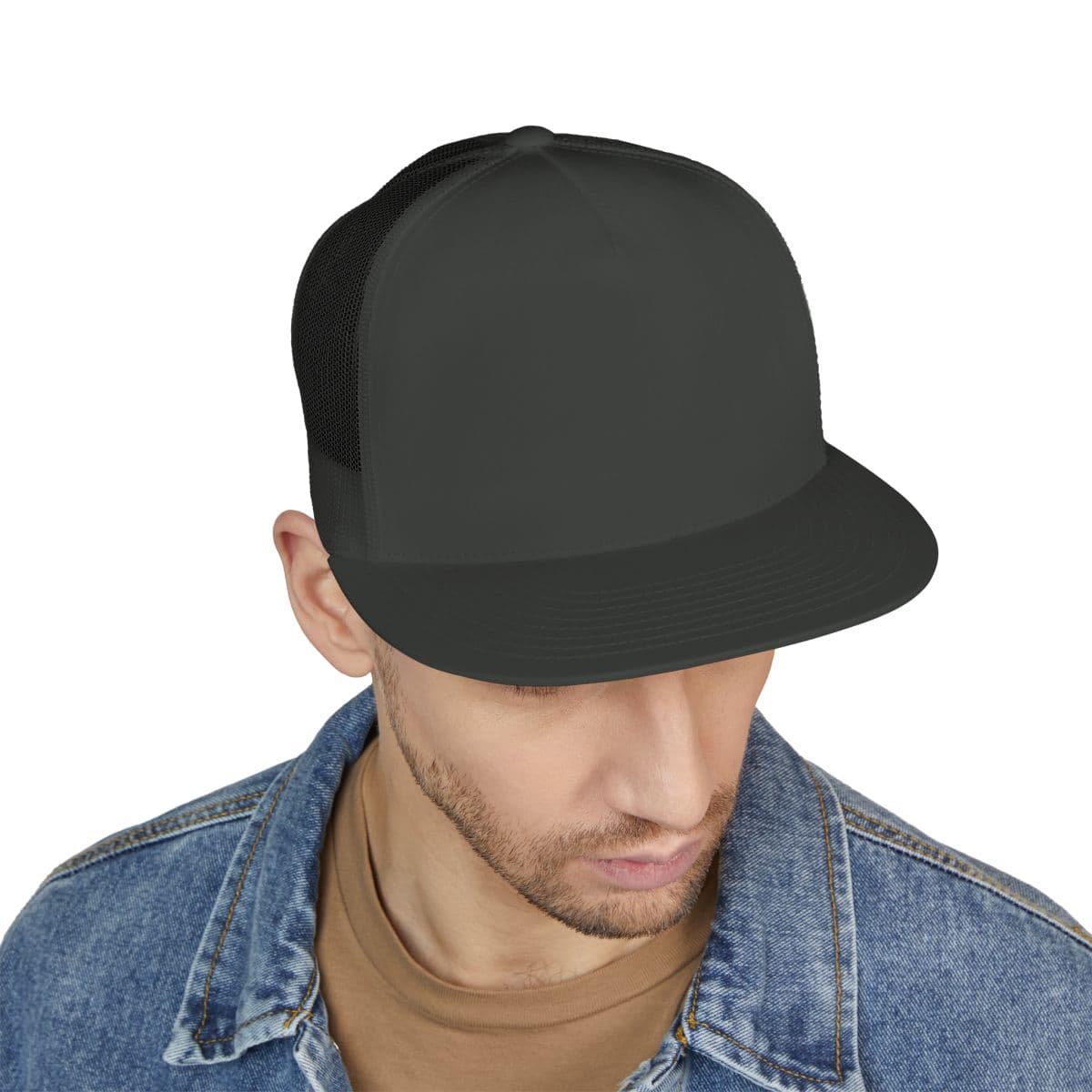 Custom High-Profile Flat Bill Trucker Hat with Your Logo or Text