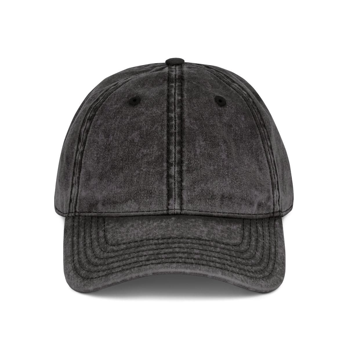 Plain black vintage cap (embroidery), front view
