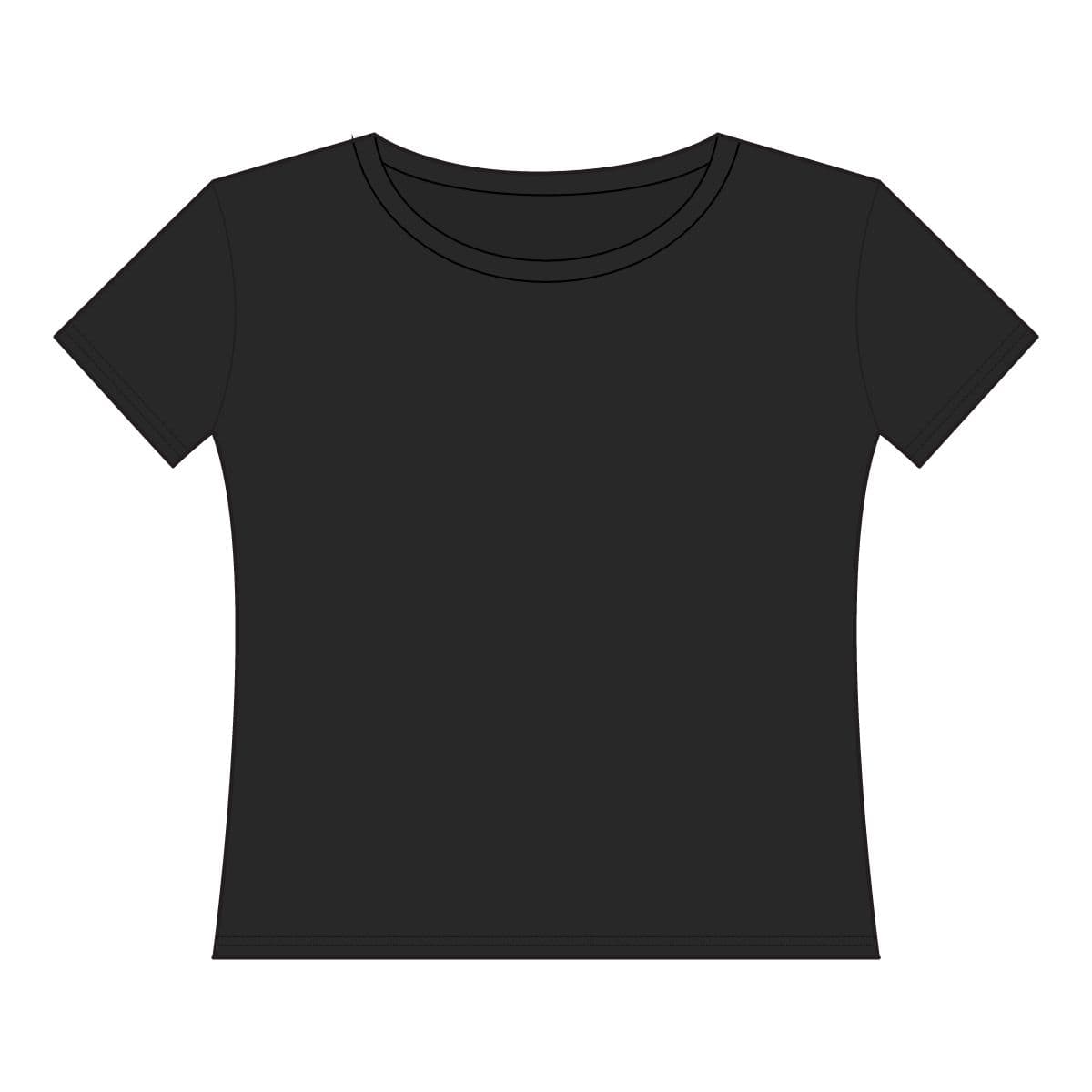 Plain blended black women's curvy fine jersey tee, front view