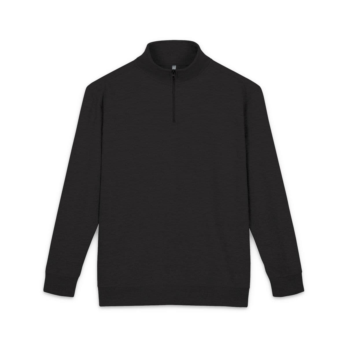 Plain black unisex fleece pullover (embroidery), front view