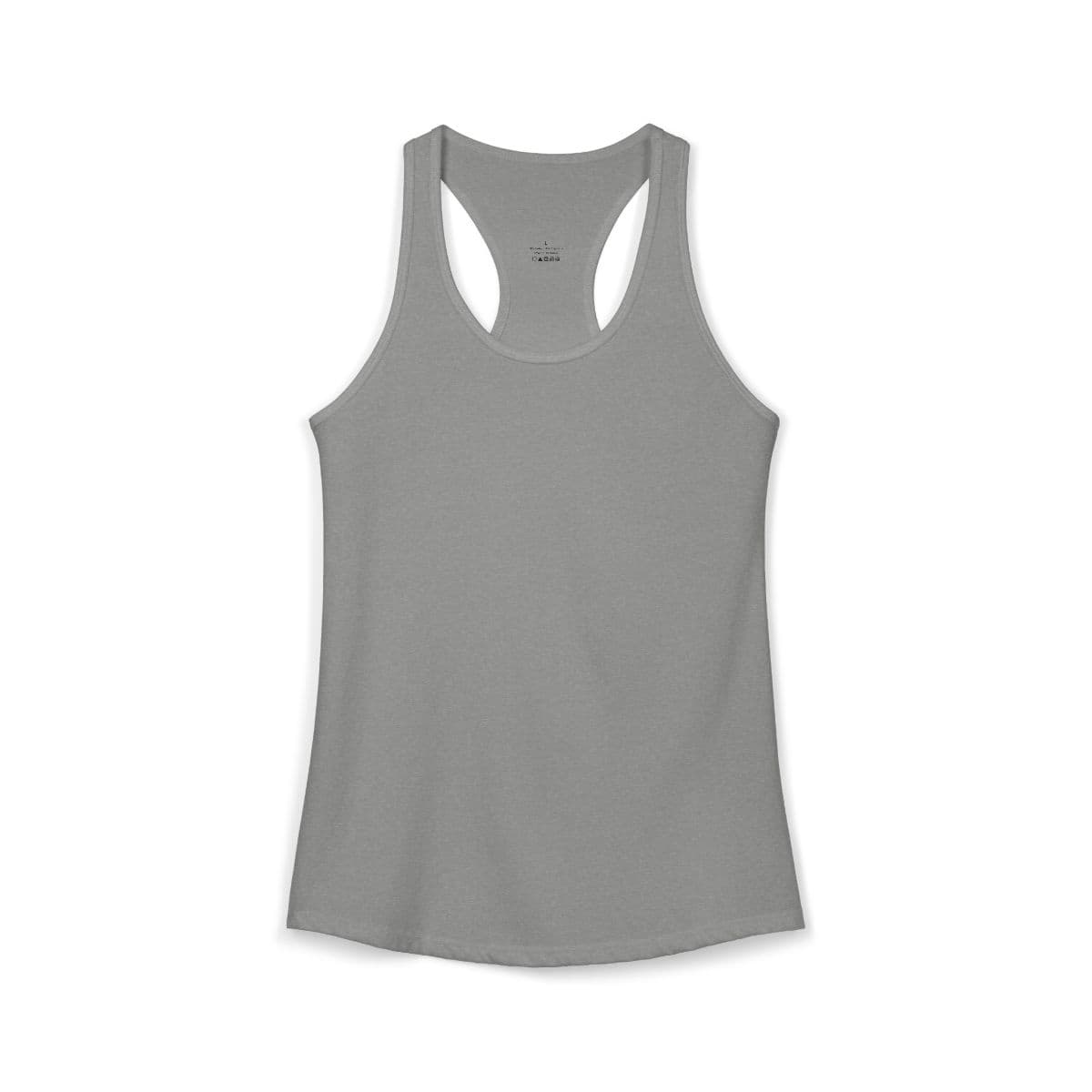 Plain heather grey women's ideal racerback tank, front view