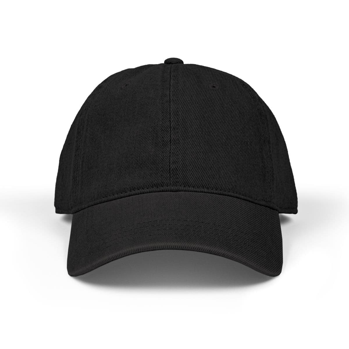 Plain black denim hat (embroidery), front view