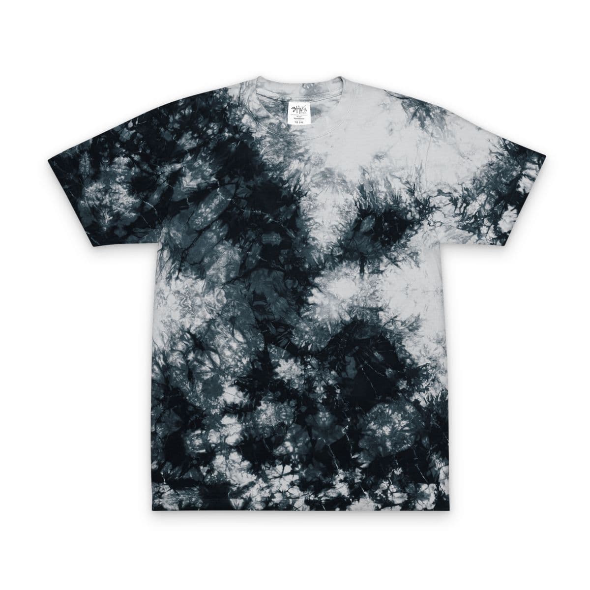 Plain black / white oversized tie-dye t-shirt (embroidery), front view