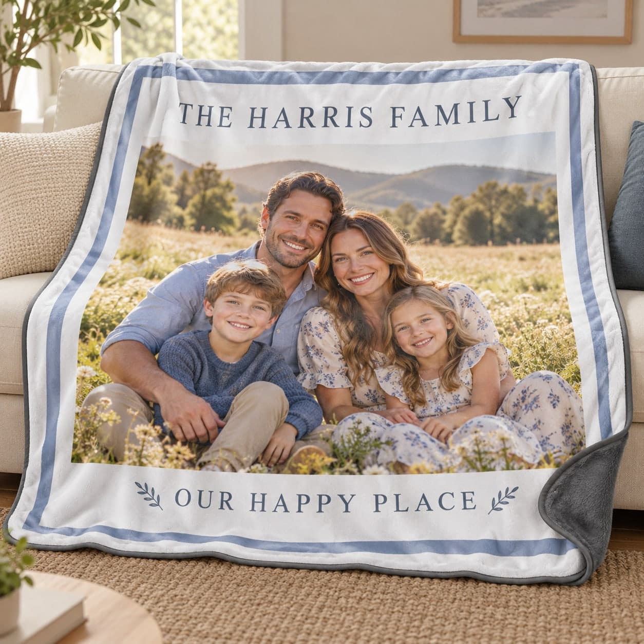 Custom Flannel Back Fleece Blanket with Your Photo or Text