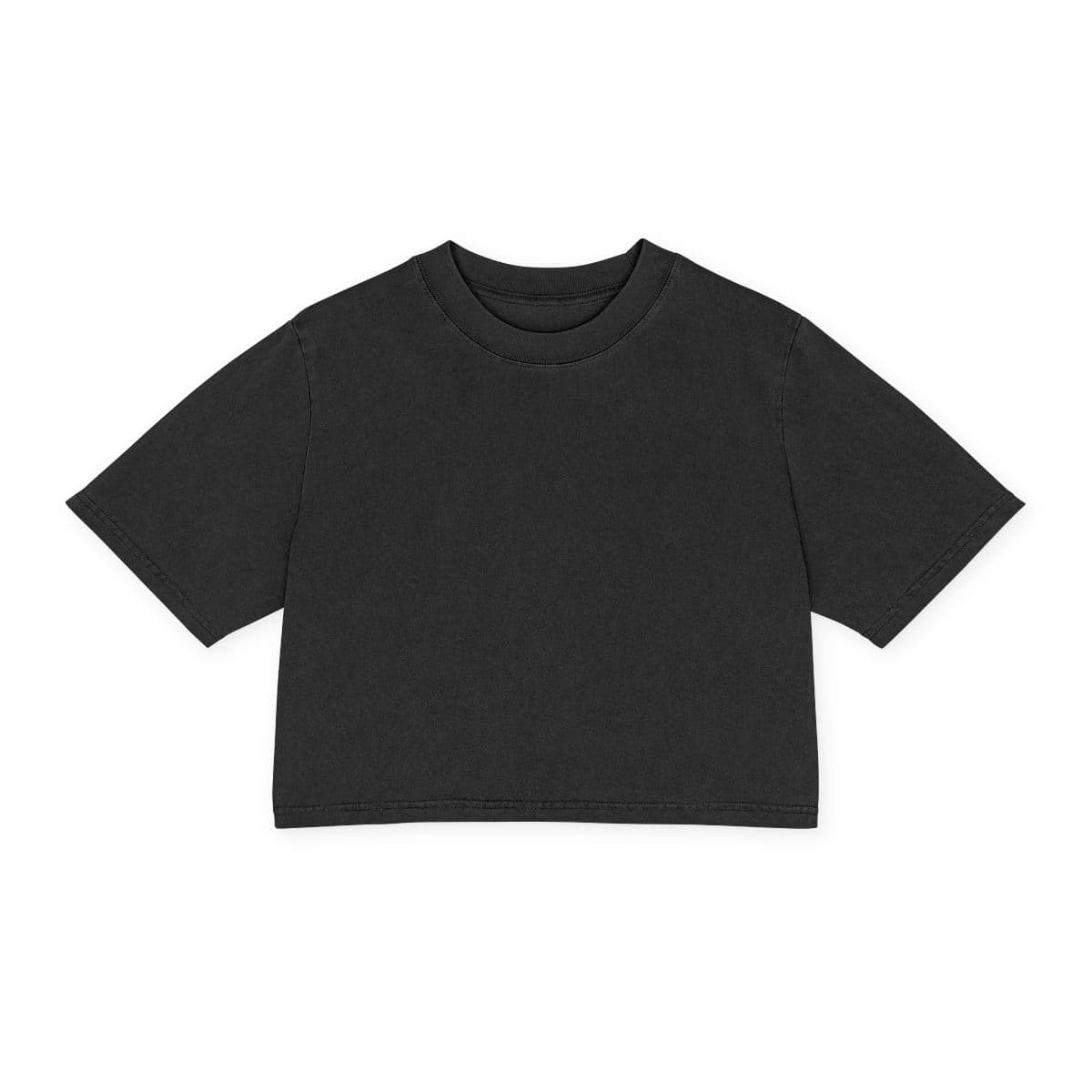Plain faded black women's heavy faded crop tee, front view