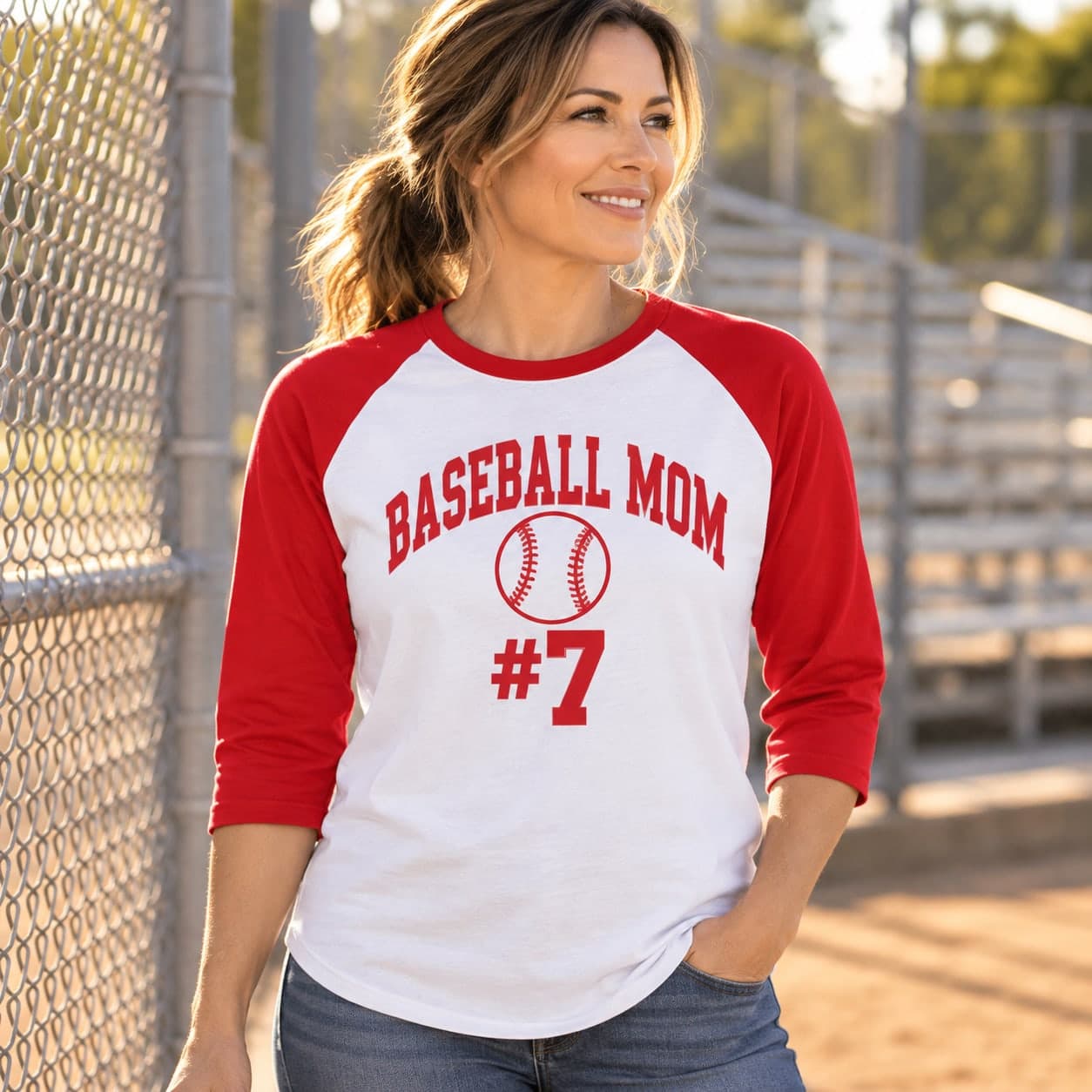 Custom Contrast 3/4 Sleeve Raglan T-Shirt with Your Photo or Text