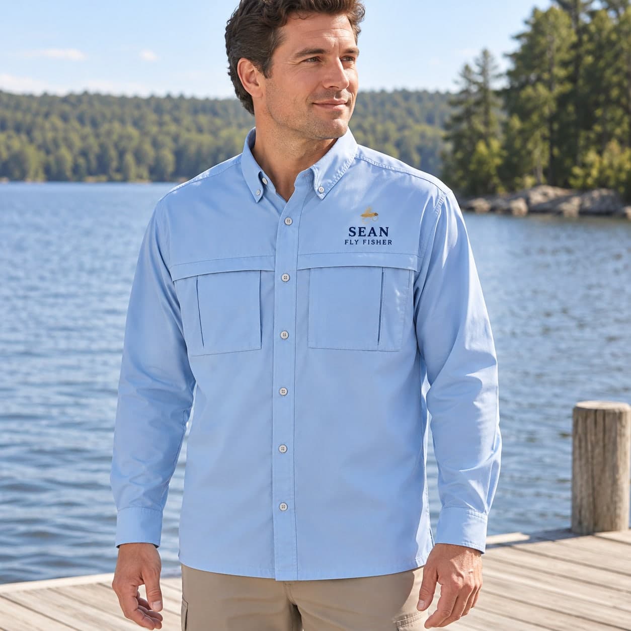 Custom Embroidered Long Sleeve Fishing Shirt with Your Logo or Text
