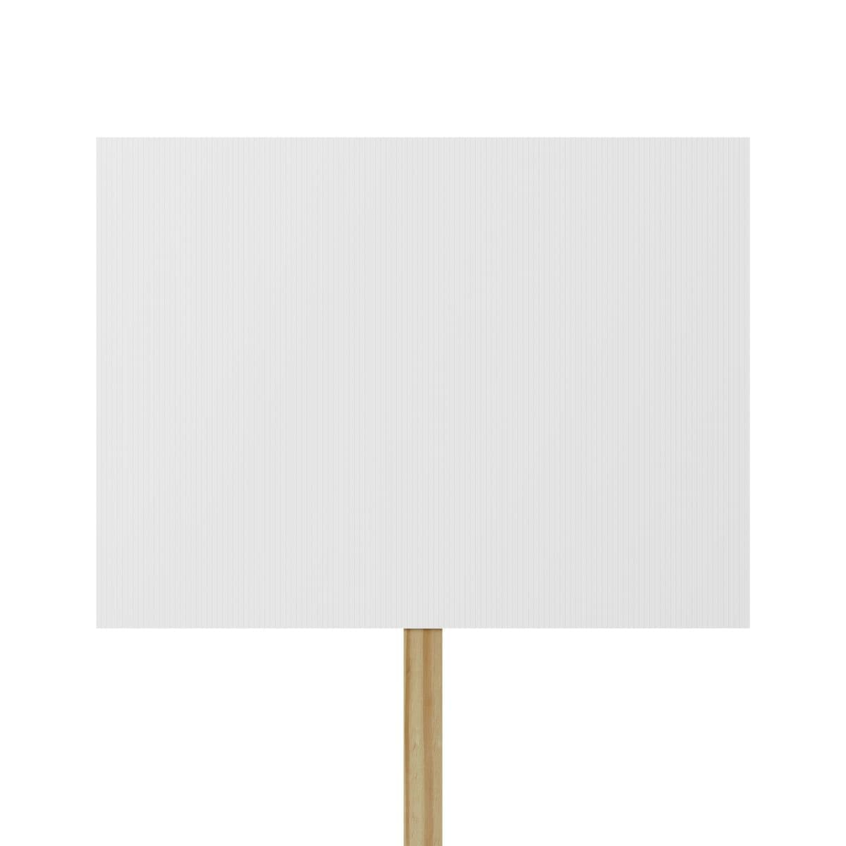 Plain white protest sign, front view