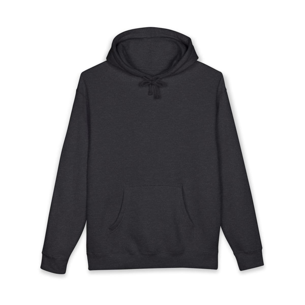 Plain charcoal heather unisex heavyweight hooded sweatshirt, front view