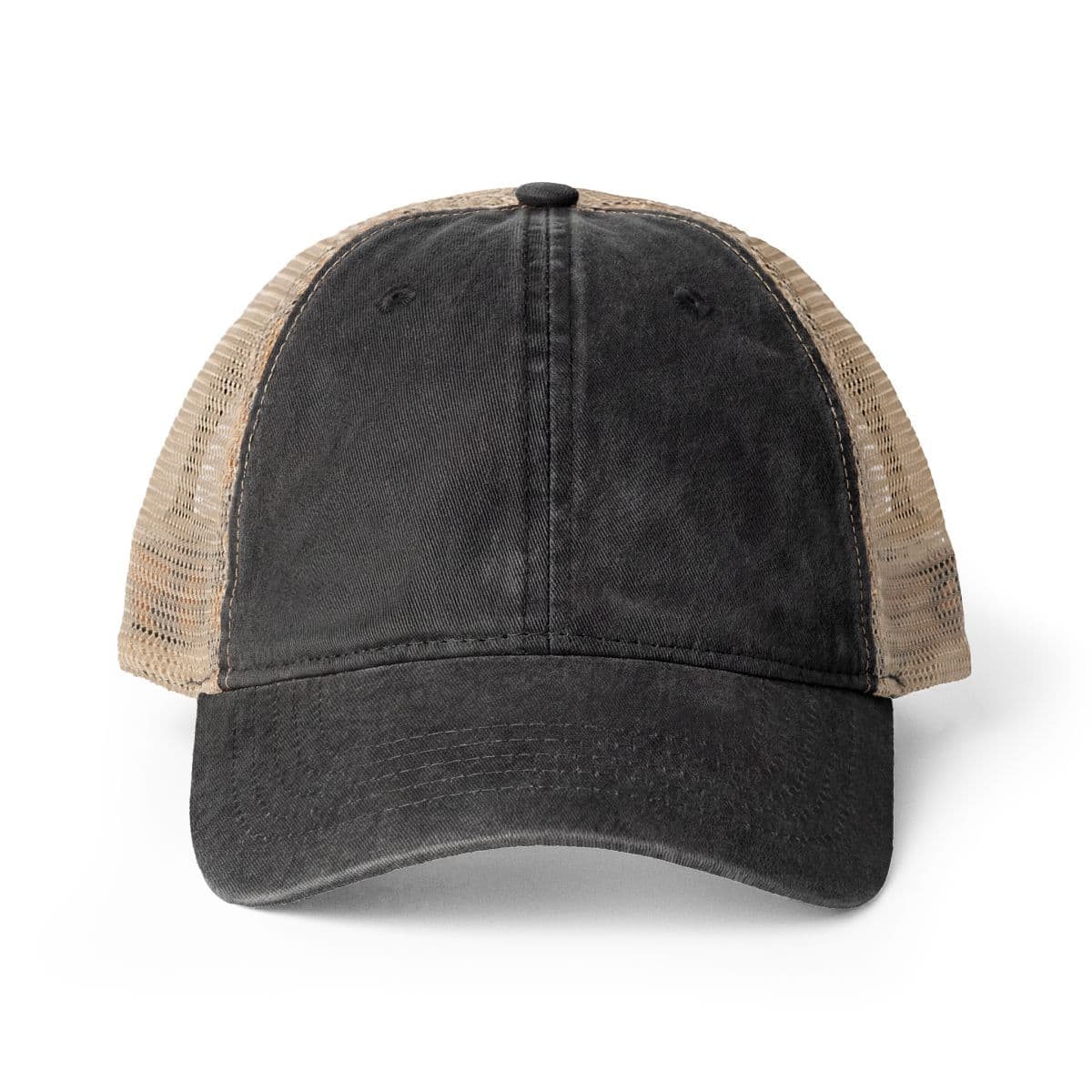 Plain black / leopard women's washed mesh-back cap, front view