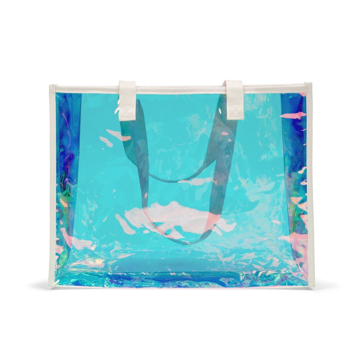 Plain holographic beach holographic tote bag, front view