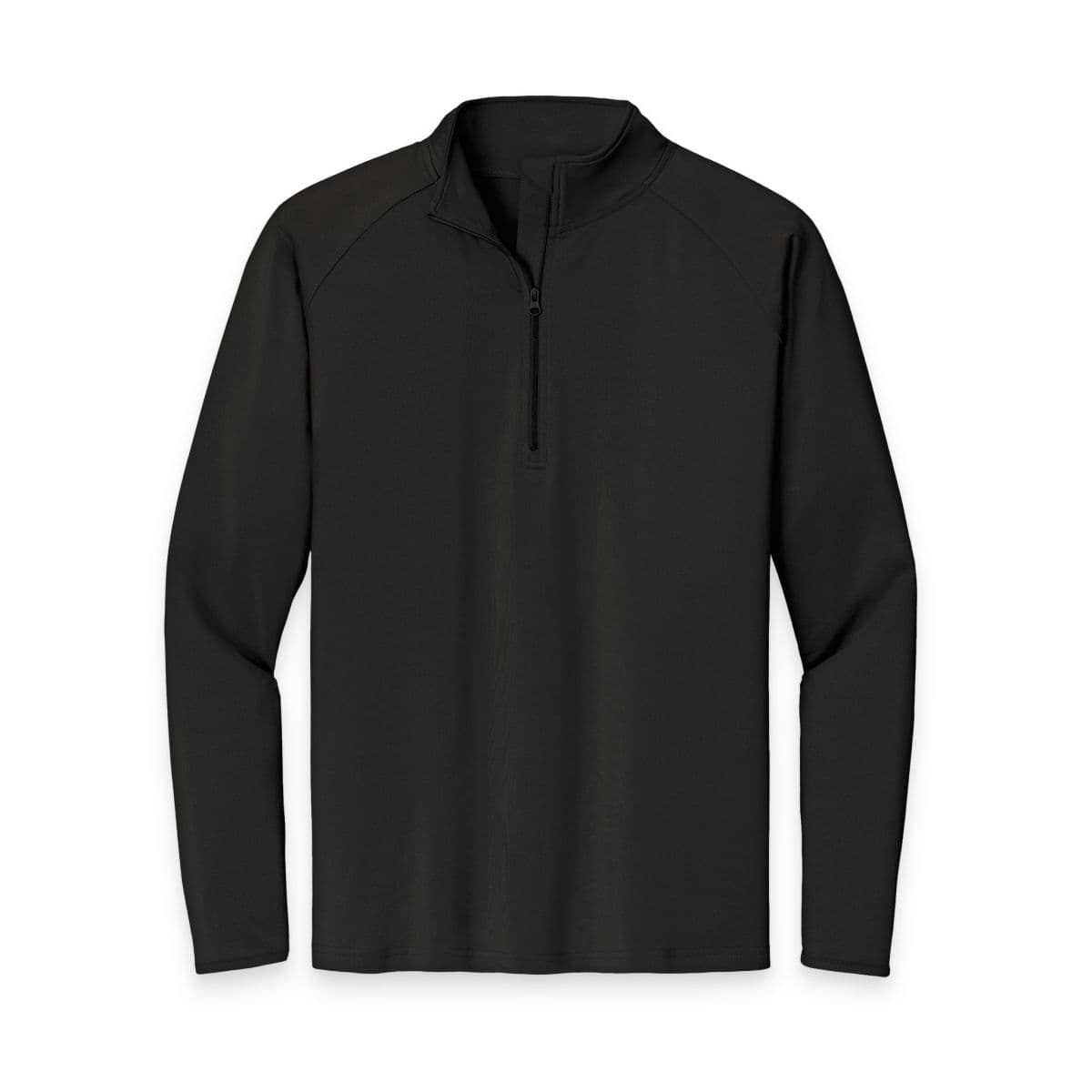 Plain black men's sport-wick® stretch quarter-zip pullover (embroidery), front view