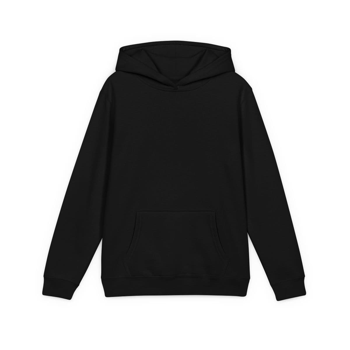Plain black youth v.i.t.™ fleece hoodie, front view