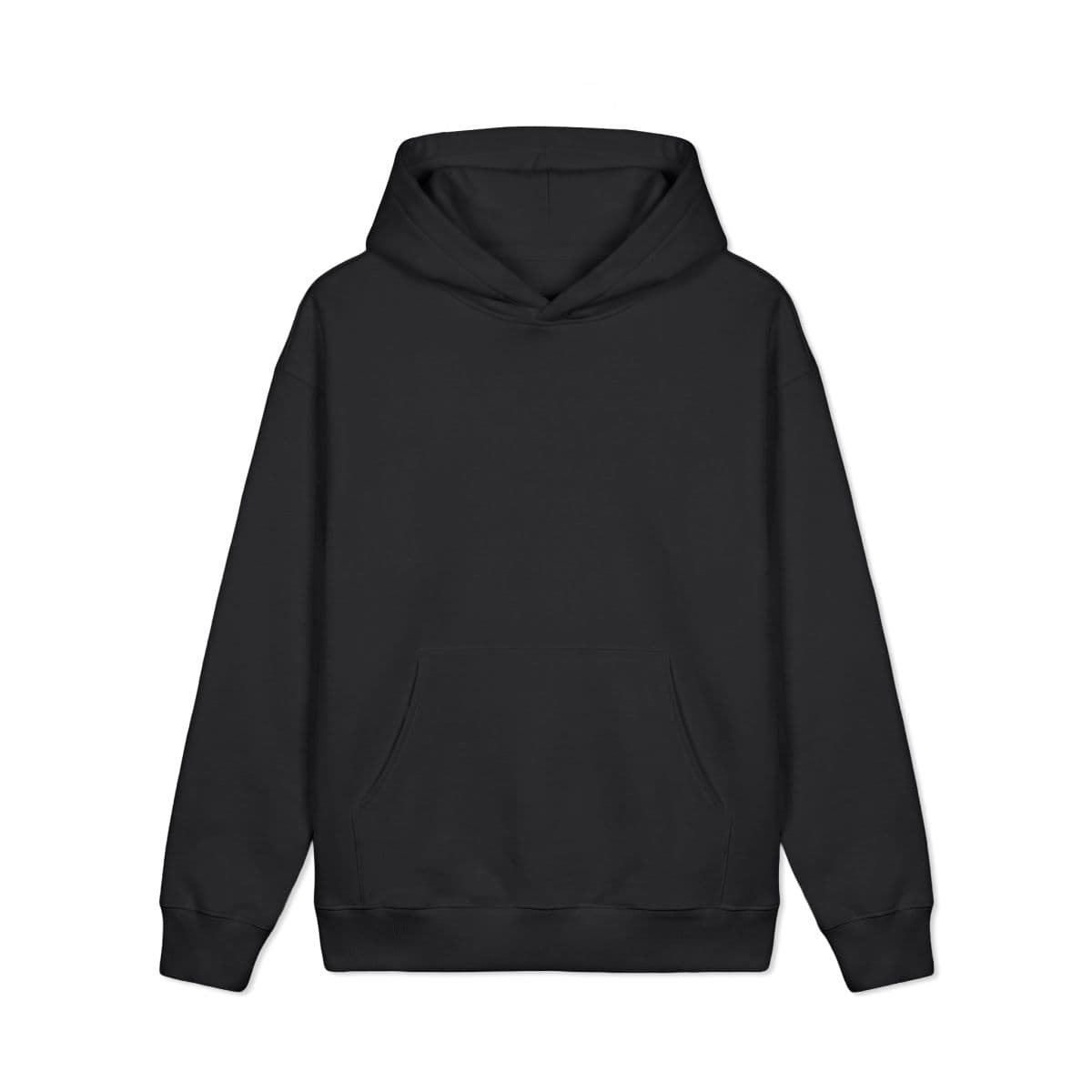 Plain black unisex mainstreet heavyweight hooded sweatshirt, front view