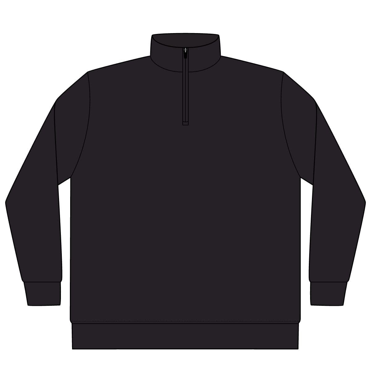 Plain black unisex midweight quarter-zip pullover, front view